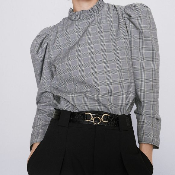 Zara Tops - NWT Zara Check Blouse with Ruffles